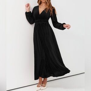 Sissyaki SZ L Women's Long Sleeve Velvet Dress Fall Winter Wedding Guest Maxi